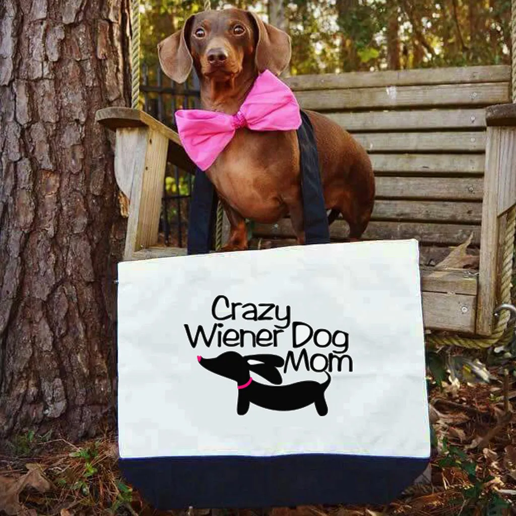 Crazy Wiener Dog Mom Dachshund Tote Bags