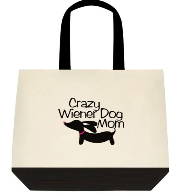Crazy Wiener Dog Mom Dachshund Tote Bags
