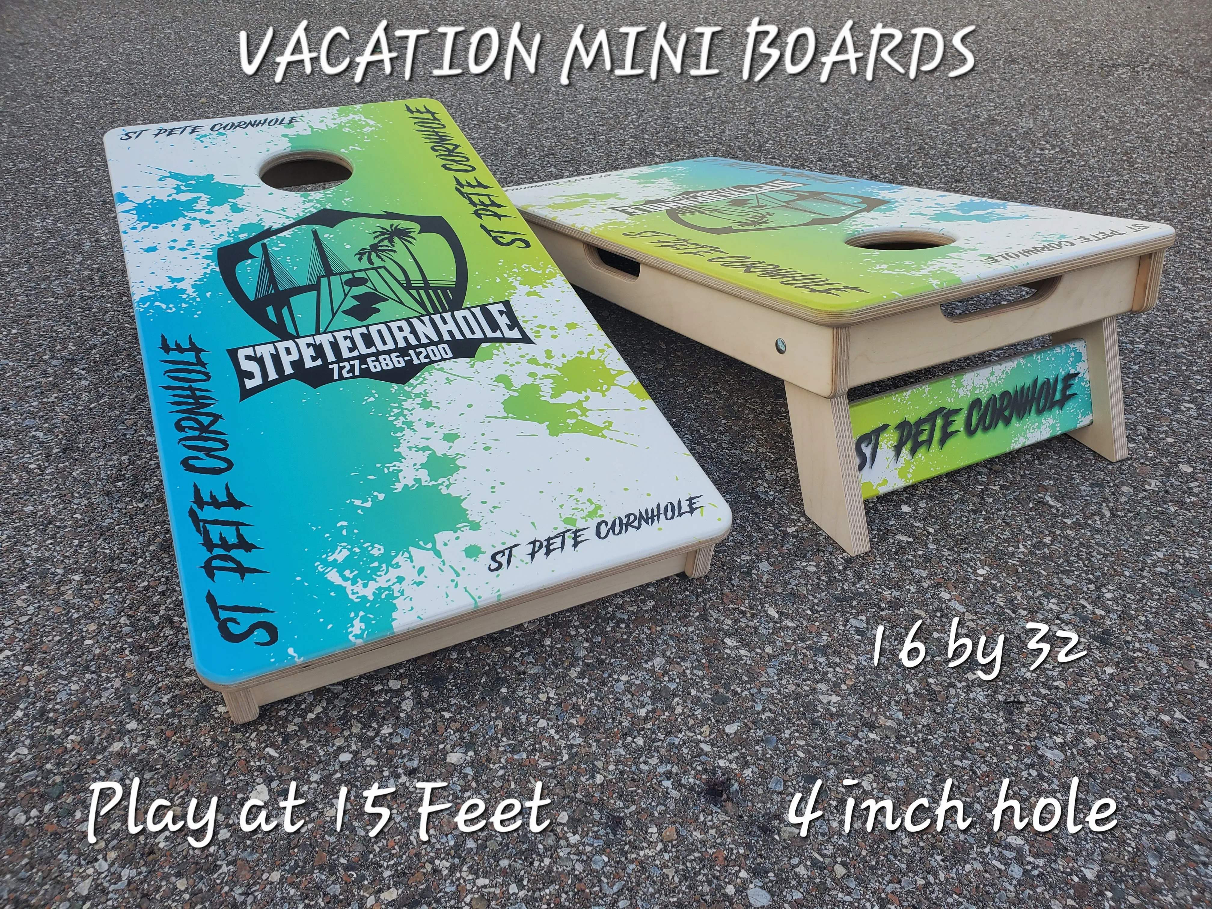 Custom 16″ by 32″ Mini Vacation Cornhole Boards