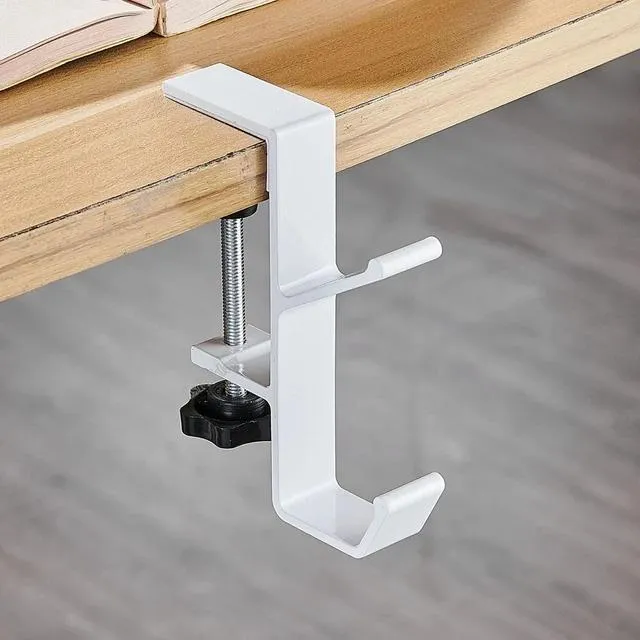 Desk Edge Hook Adjustable Clamp On Under Desk Headphone Hanger Gaming Headset Backpack Hook Storage Purse Holder Punch-free