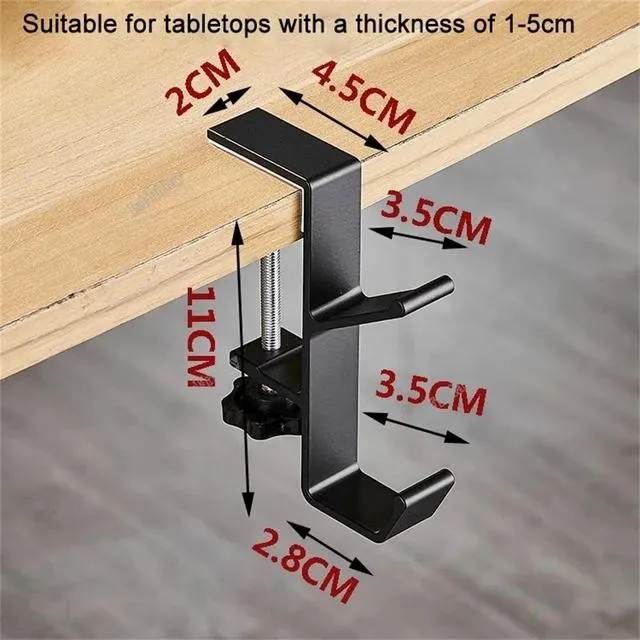 Desk Edge Hook Adjustable Clamp On Under Desk Headphone Hanger Gaming Headset Backpack Hook Storage Purse Holder Punch-free