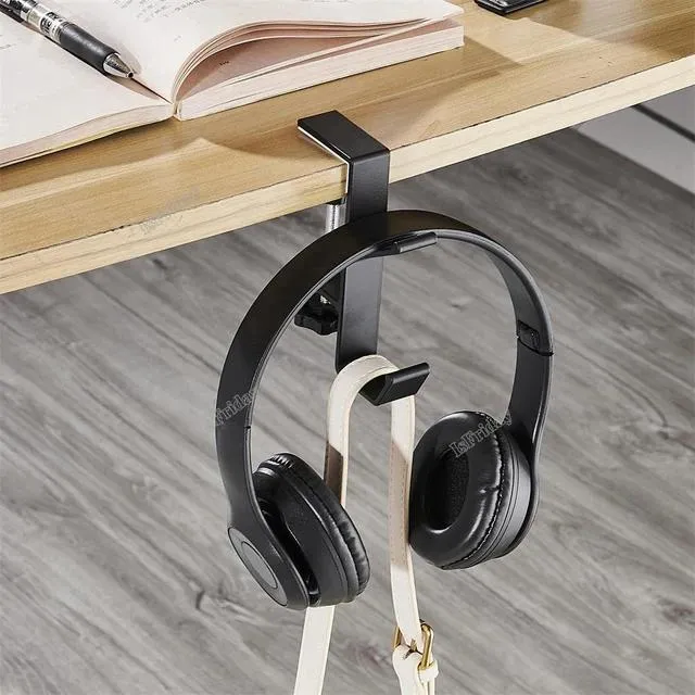 Desk Edge Hook Adjustable Clamp On Under Desk Headphone Hanger Gaming Headset Backpack Hook Storage Purse Holder Punch-free