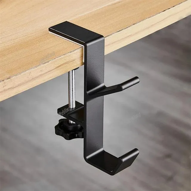 Desk Edge Hook Adjustable Clamp On Under Desk Headphone Hanger Gaming Headset Backpack Hook Storage Purse Holder Punch-free