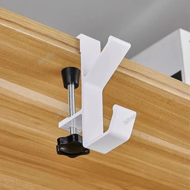 Desk Edge Hook Adjustable Clamp On Under Desk Headphone Hanger Gaming Headset Backpack Hook Storage Purse Holder Punch-free