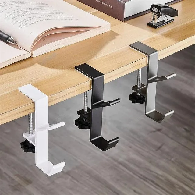 Desk Edge Hook Adjustable Clamp On Under Desk Headphone Hanger Gaming Headset Backpack Hook Storage Purse Holder Punch-free