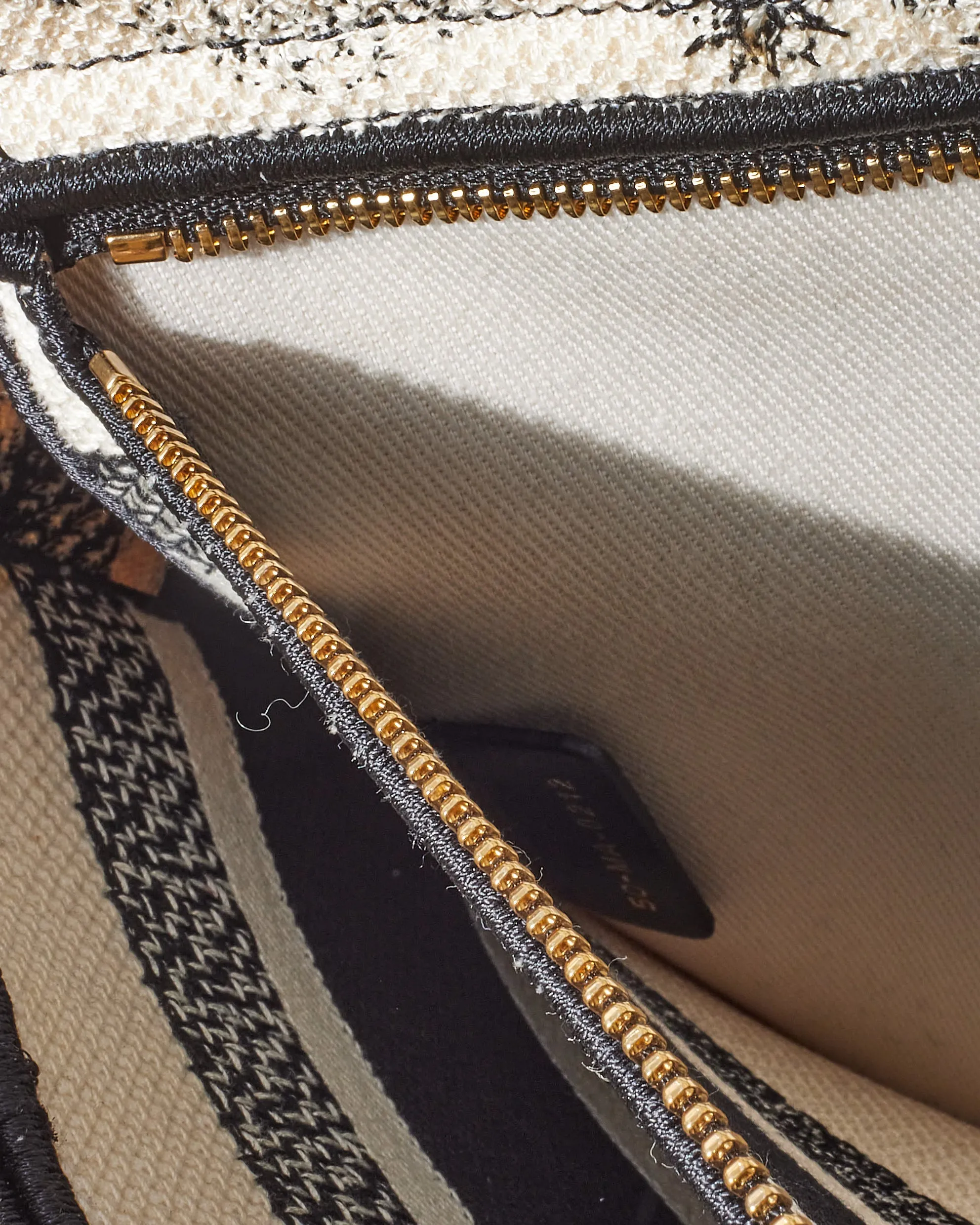 Dior Cream & Black Toile De Jouy Zodiac Embroidery Canvas Medium Lady D-Lite Bag