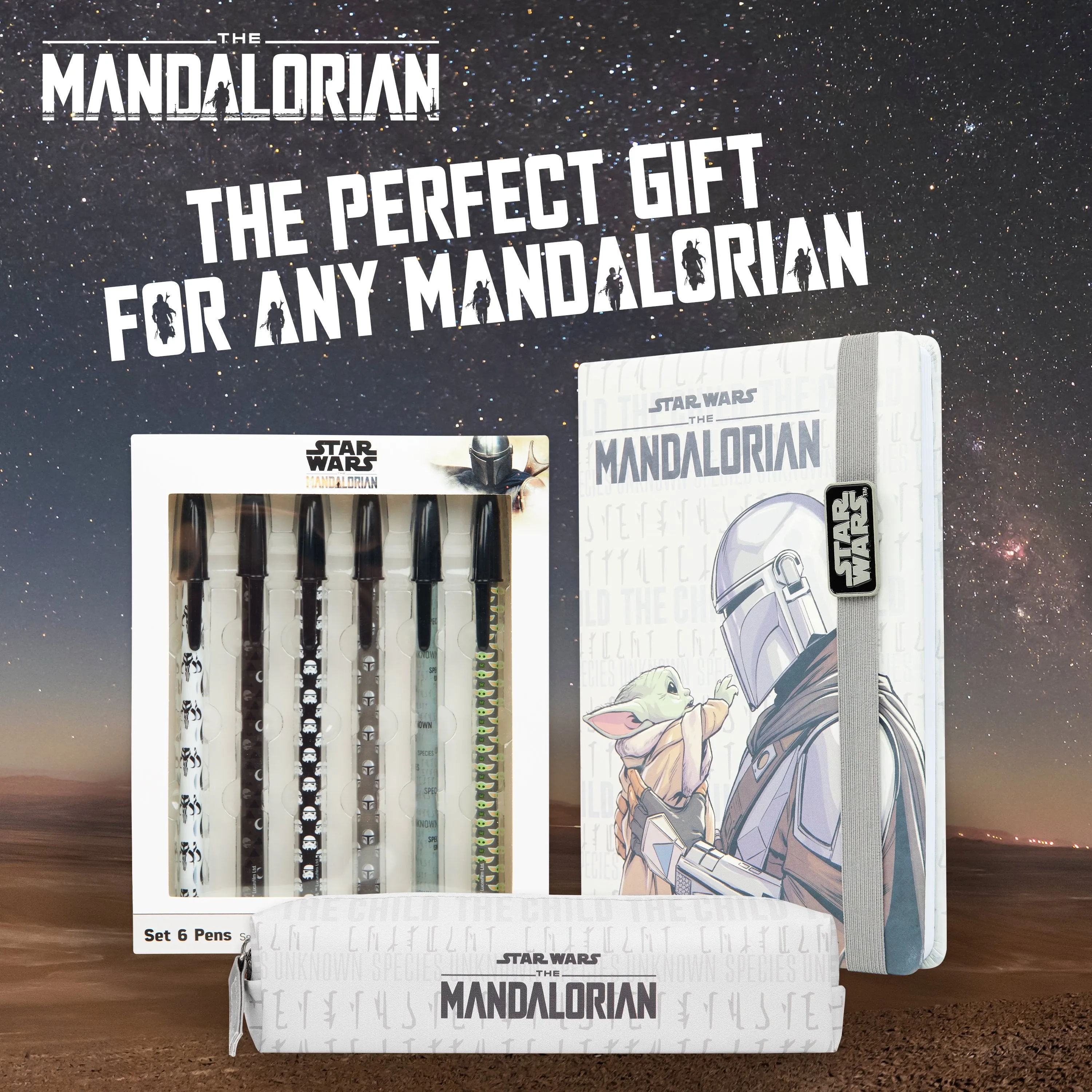 Disney The Mandalorian Stationery Set with Pencil Case, Notebook And Pen Set