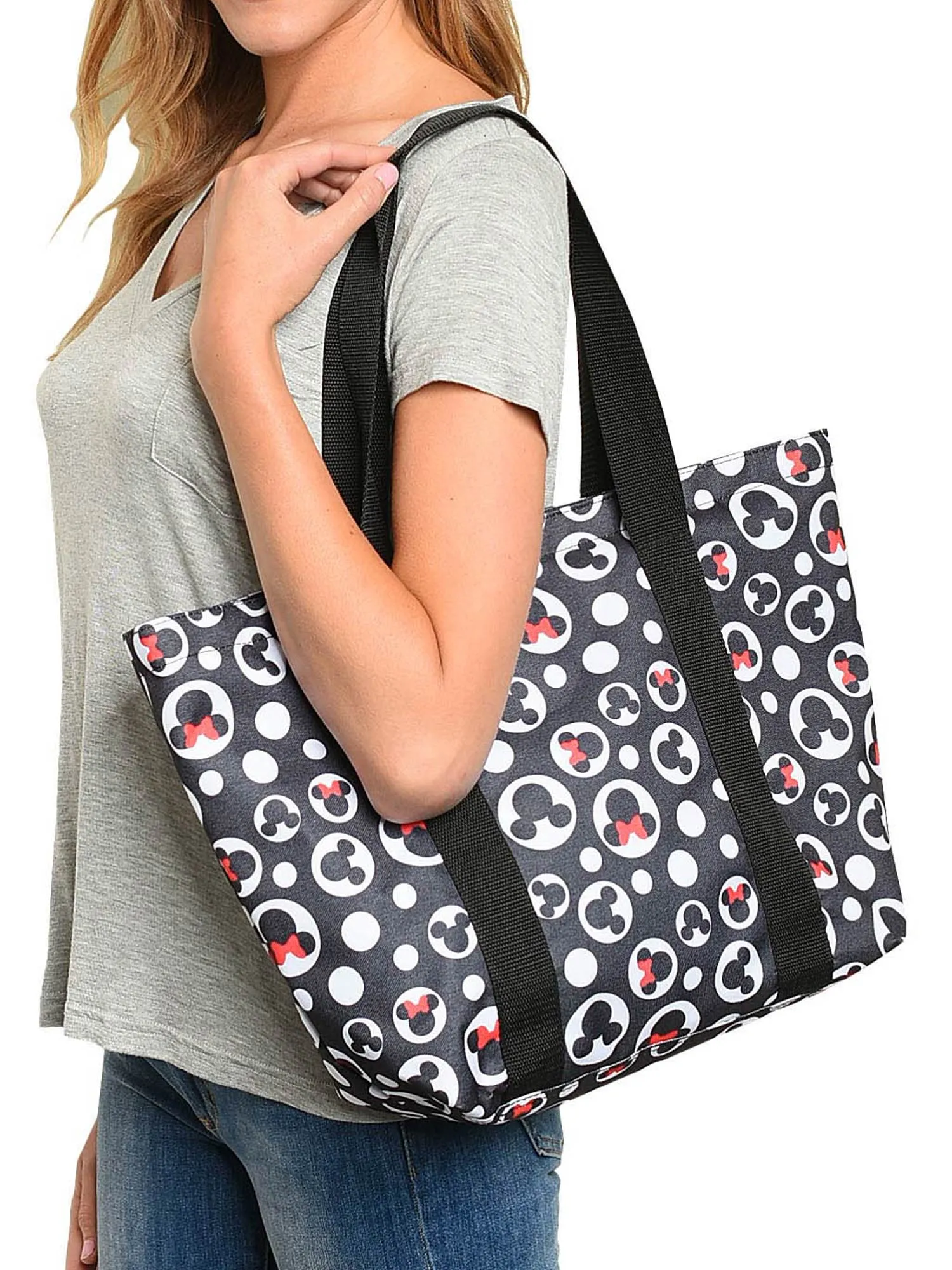 Disney Women's Mickey Mouse Zipper Tote Bag & Zip Around Wallet 2-Piece Gift Set