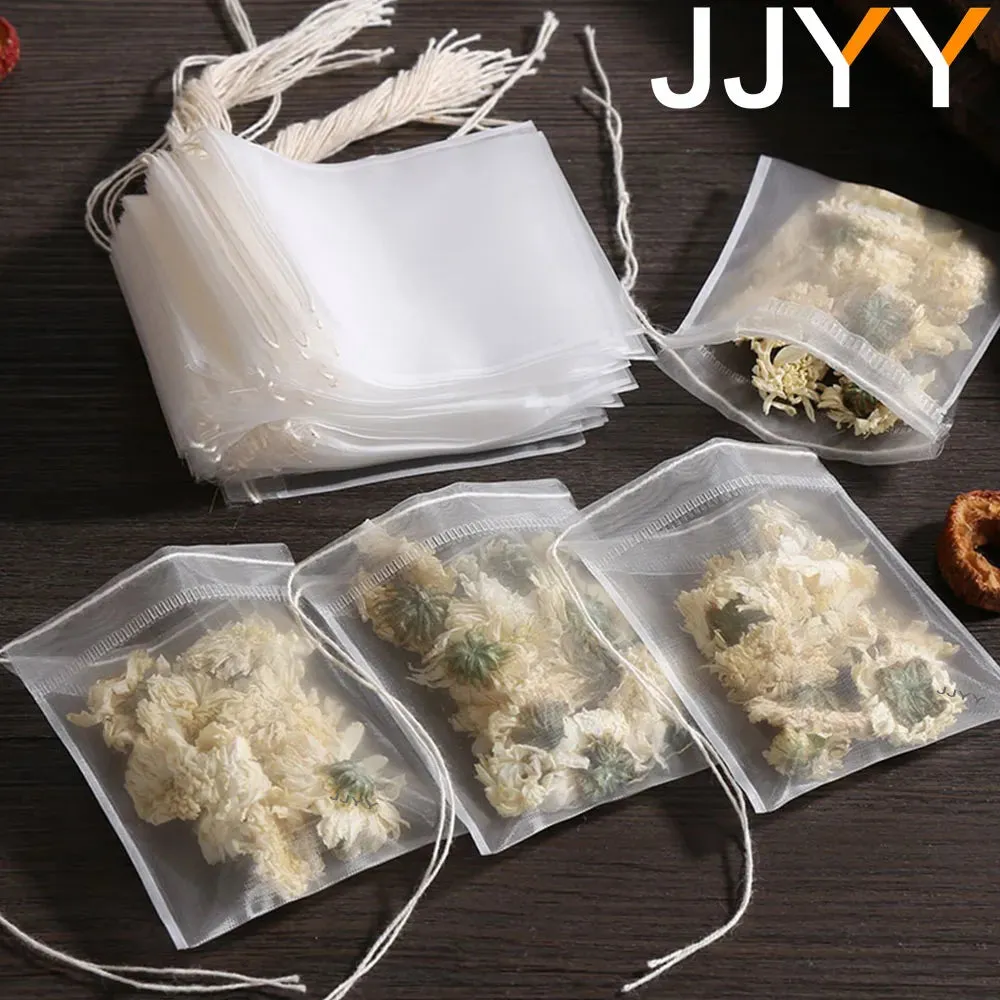 Disposable Tea Filter Bags 100 Pieces Filter Bags for Tea Infuser with String Heal Seal, Food Grade Non-Woven Fabric Tea/Spice Filter Bags