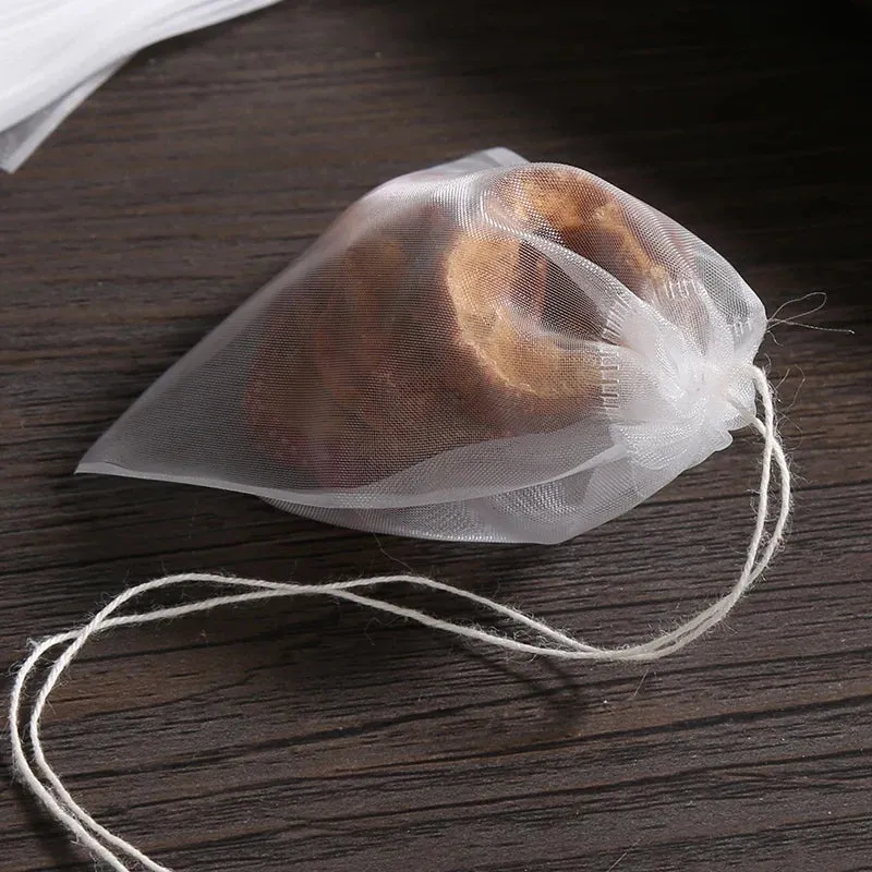 Disposable Tea Filter Bags 100 Pieces Filter Bags for Tea Infuser with String Heal Seal, Food Grade Non-Woven Fabric Tea/Spice Filter Bags
