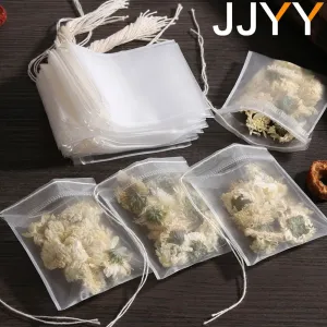 Disposable Tea Filter Bags 100 Pieces Filter Bags for Tea Infuser with String Heal Seal, Food Grade Non-Woven Fabric Tea/Spice Filter Bags