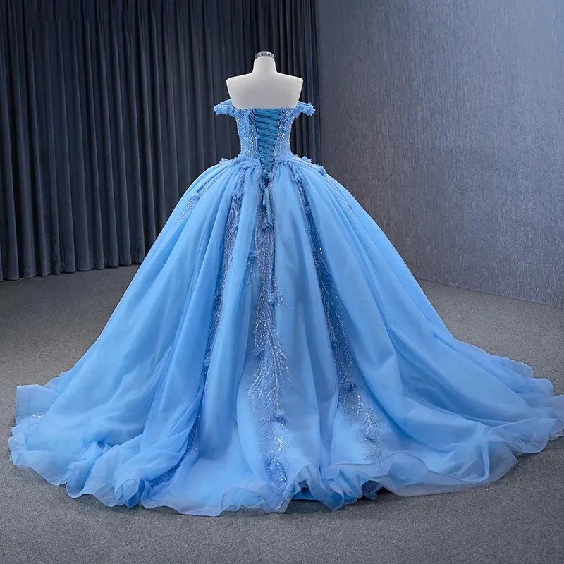 Elegant Sequins Ball Gown Sweetheart Lace Up Appliques Evening Party Dresses