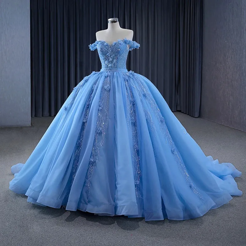 Elegant Sequins Ball Gown Sweetheart Lace Up Appliques Evening Party Dresses