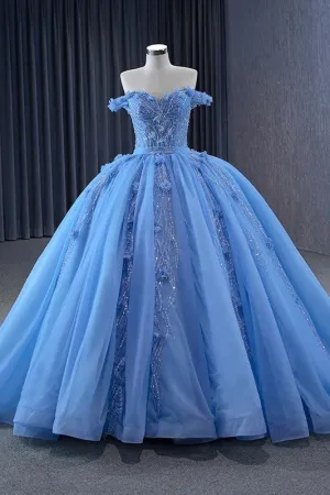 Elegant Sequins Ball Gown Sweetheart Lace Up Appliques Evening Party Dresses