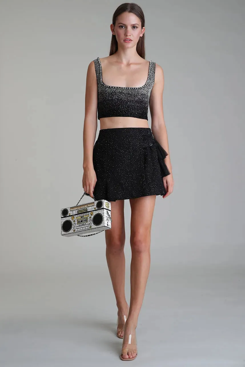 Embroidered Boombox Shoulder Bag