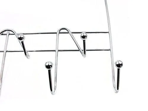 ESYLIFE Hooks Over the Door Hook Organizer Rack Hanging Towel Rack Over Door, 9 Hooks, Chrome Finish