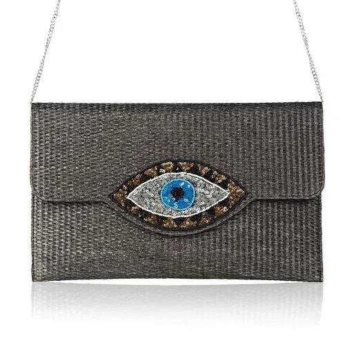 EVIL EYE GREY CLUTCH
