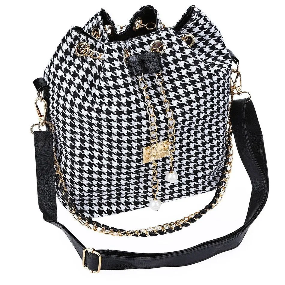 Female Summer Ethnic Boho Canvas Drawstring Bucket Bag Shoulder Handbags Women Messenger Beach Bags