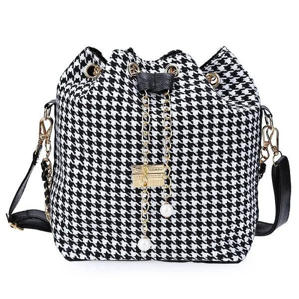 Female Summer Ethnic Boho Canvas Drawstring Bucket Bag Shoulder Handbags Women Messenger Beach Bags