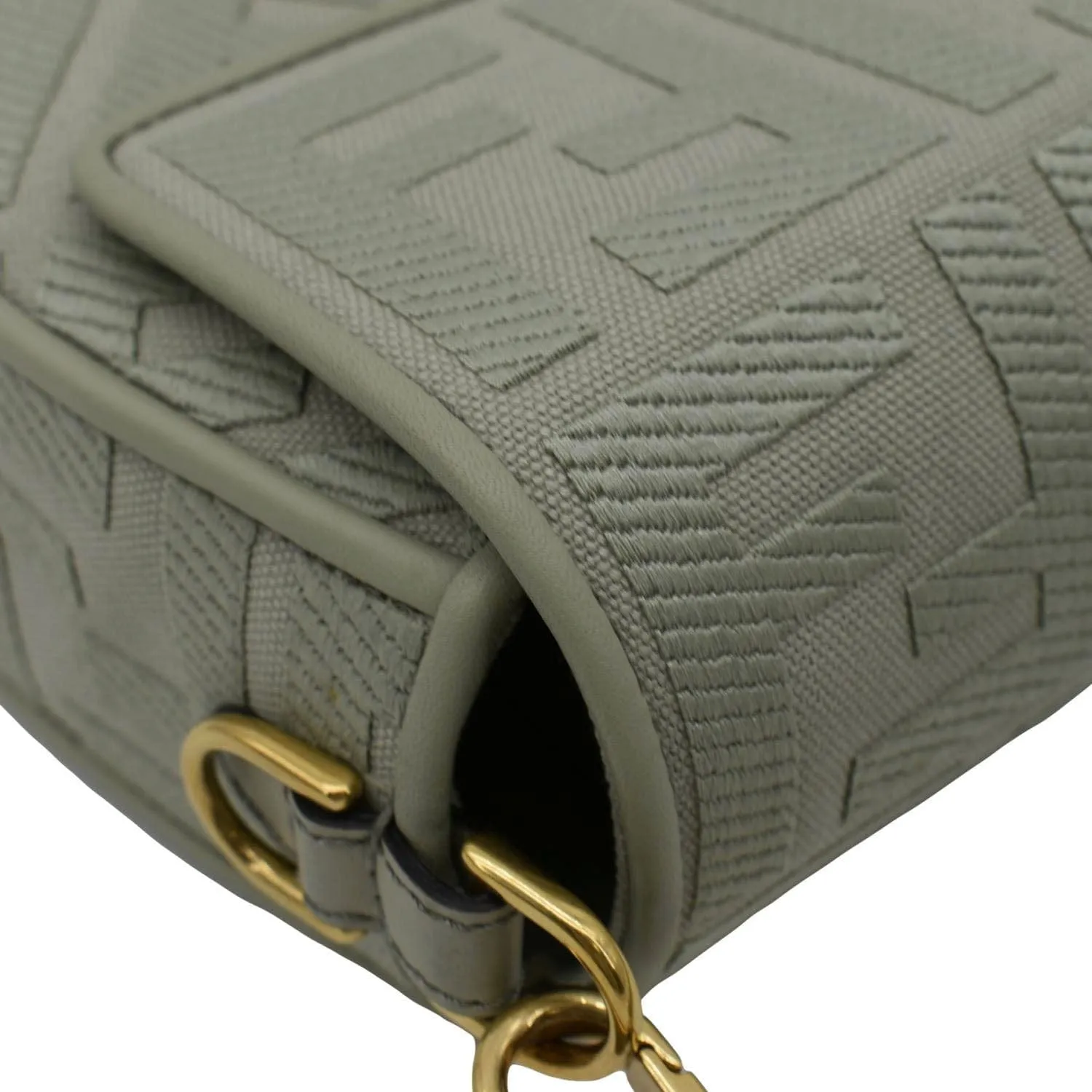 FENDI Baguette FF Canvas Chain Shoulder Bag Mint Green