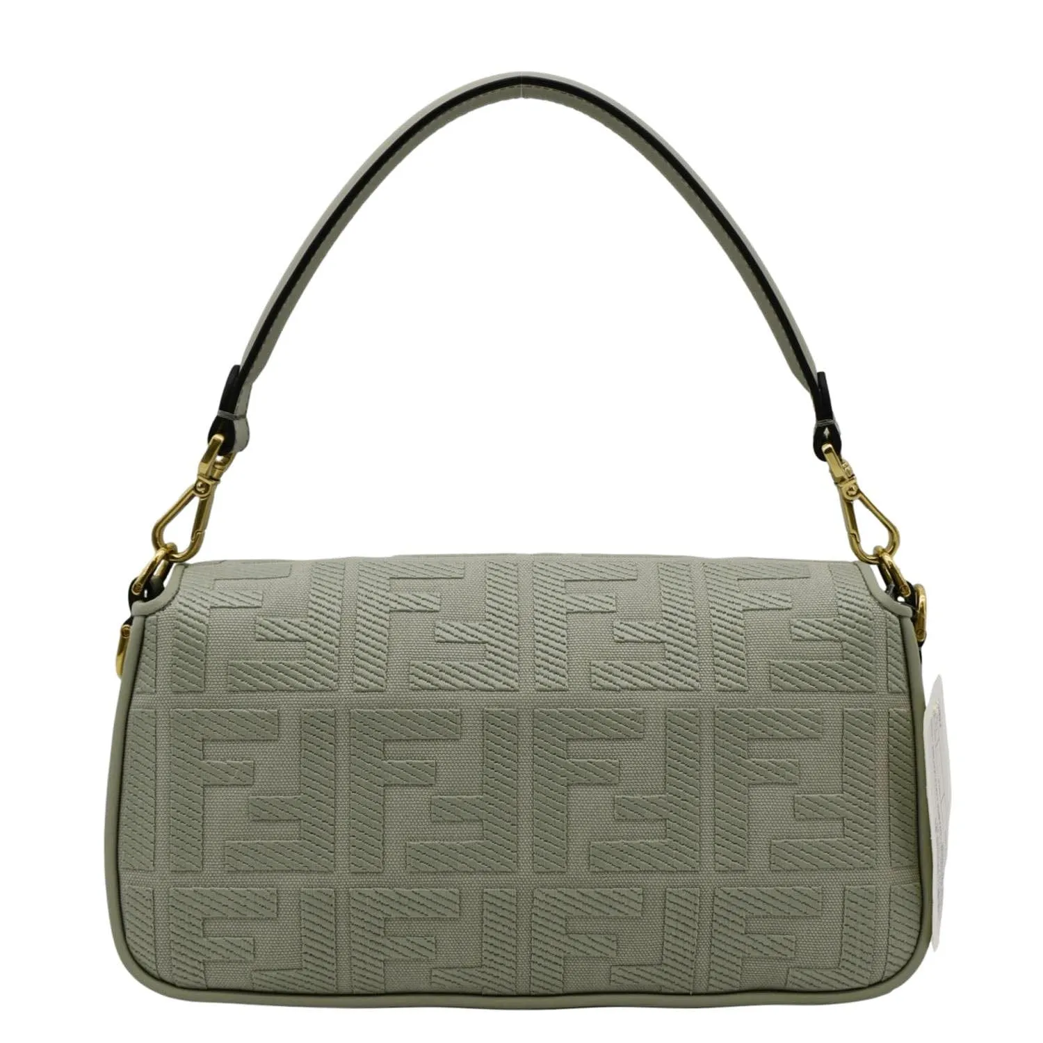 FENDI Baguette FF Canvas Chain Shoulder Bag Mint Green