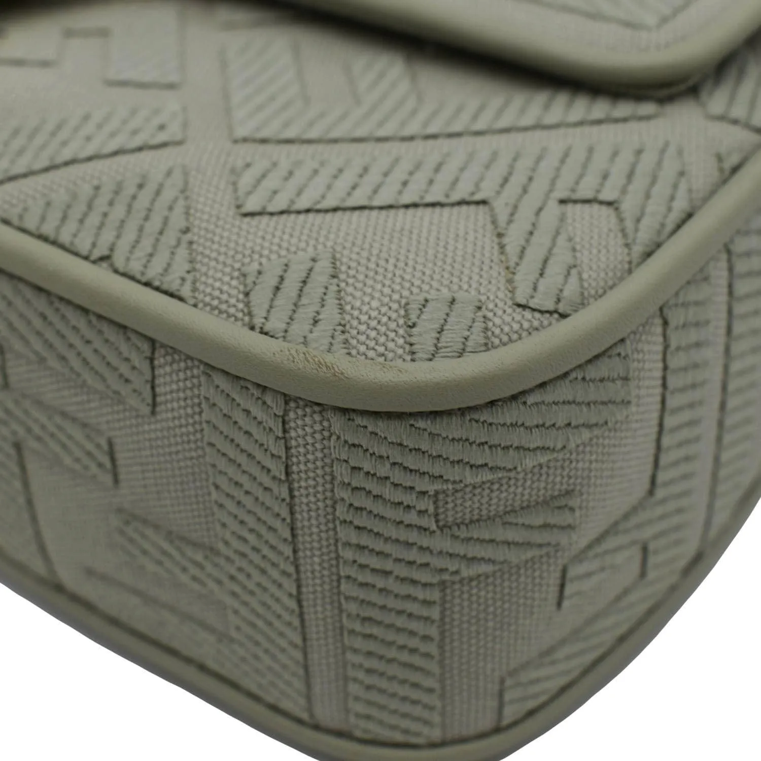 FENDI Baguette FF Canvas Chain Shoulder Bag Mint Green