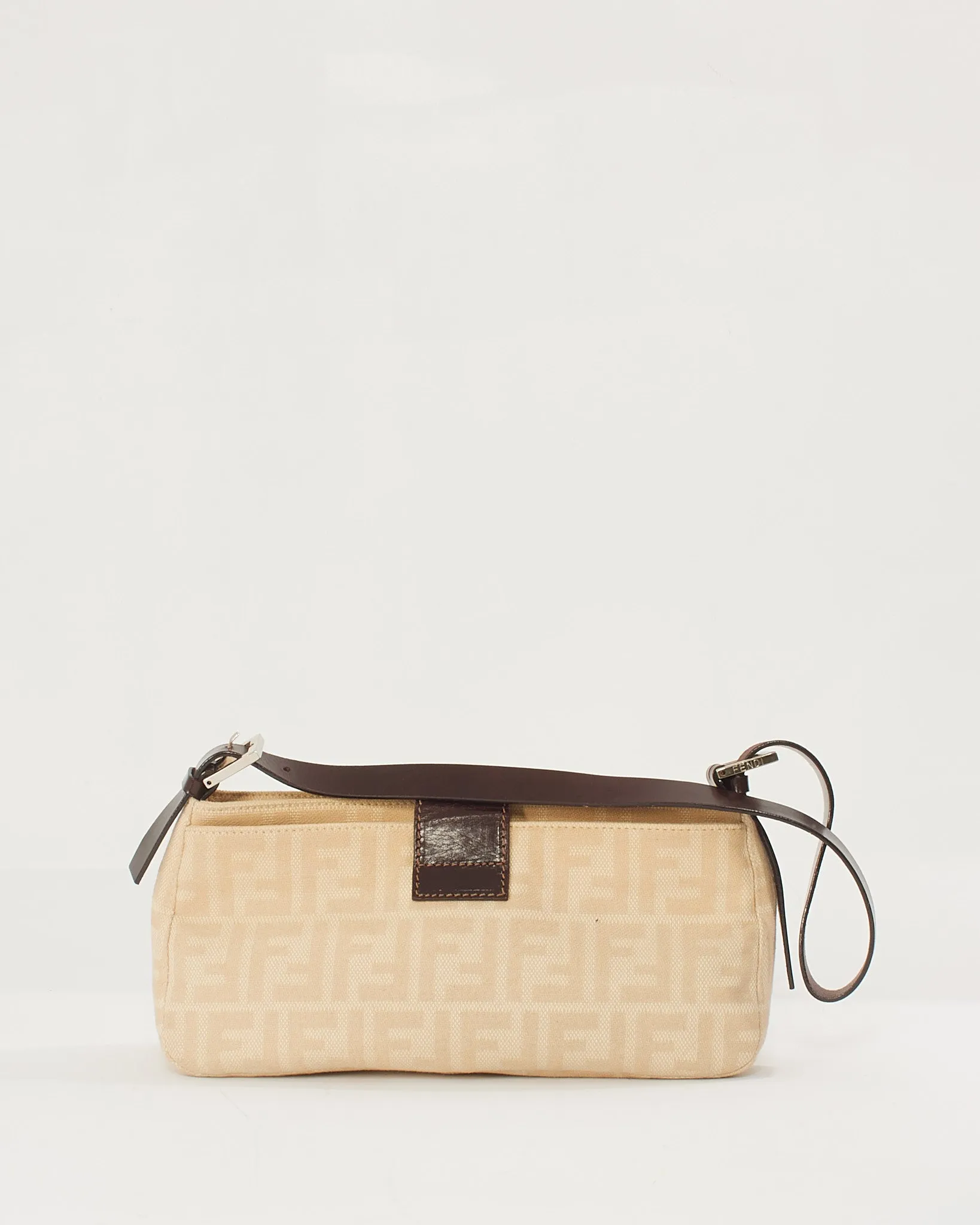 Fendi Beige Zucca Canvas Baguette Shoulder Bag