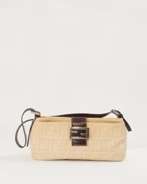 Fendi Beige Zucca Canvas Baguette Shoulder Bag