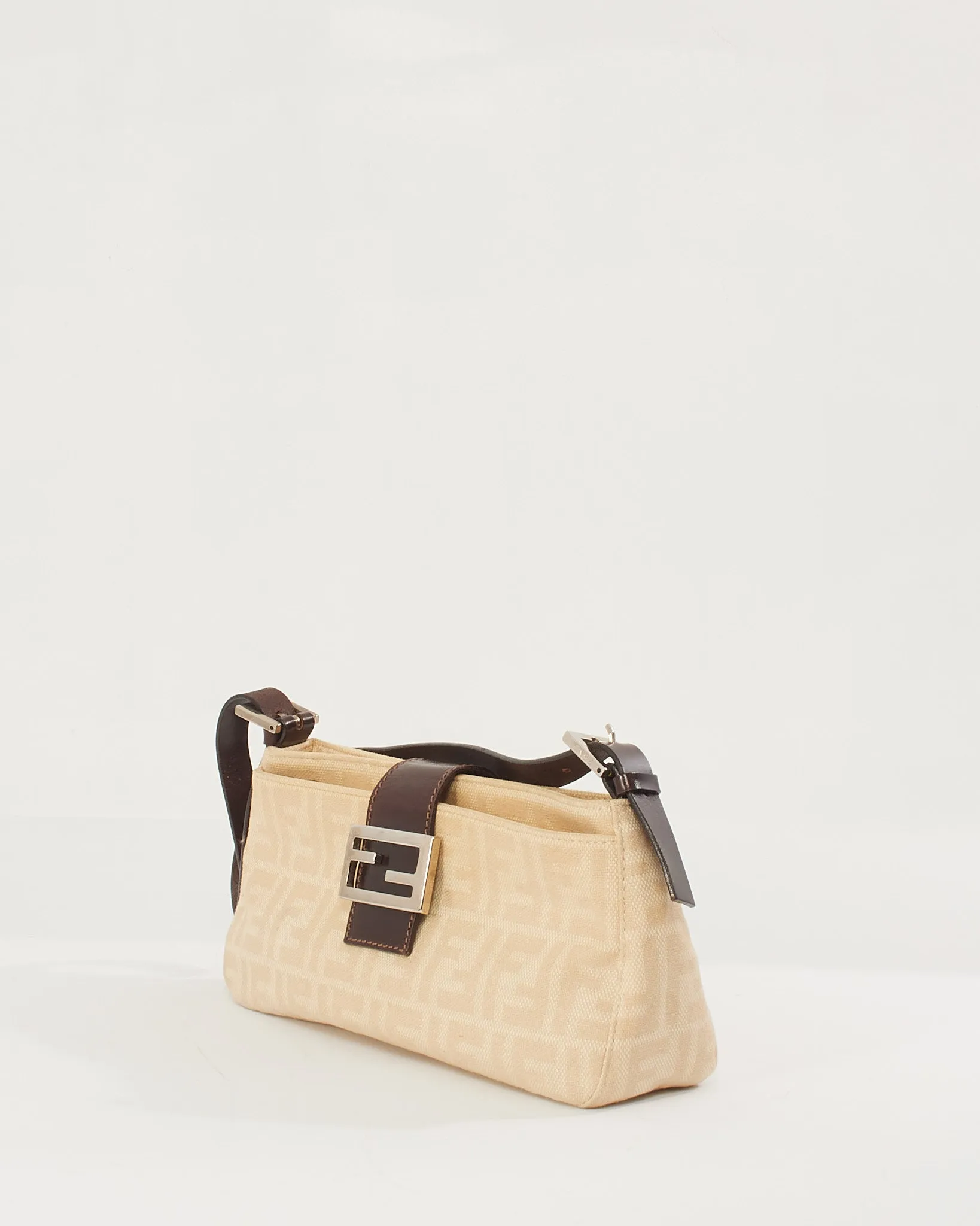 Fendi Beige Zucca Canvas Baguette Shoulder Bag