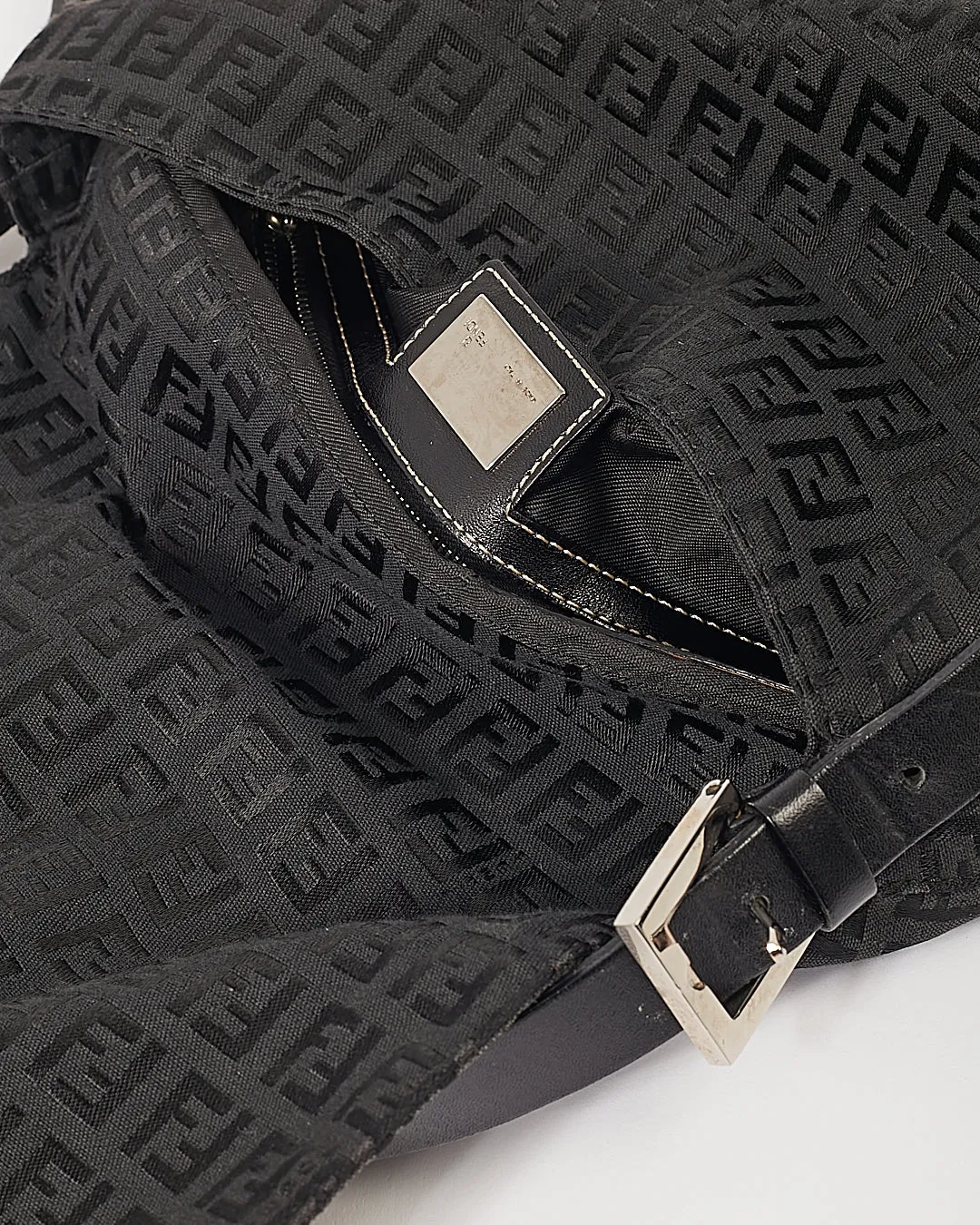 Fendi Black Canvas Zucchino Mamma Forever Shoulder Bag