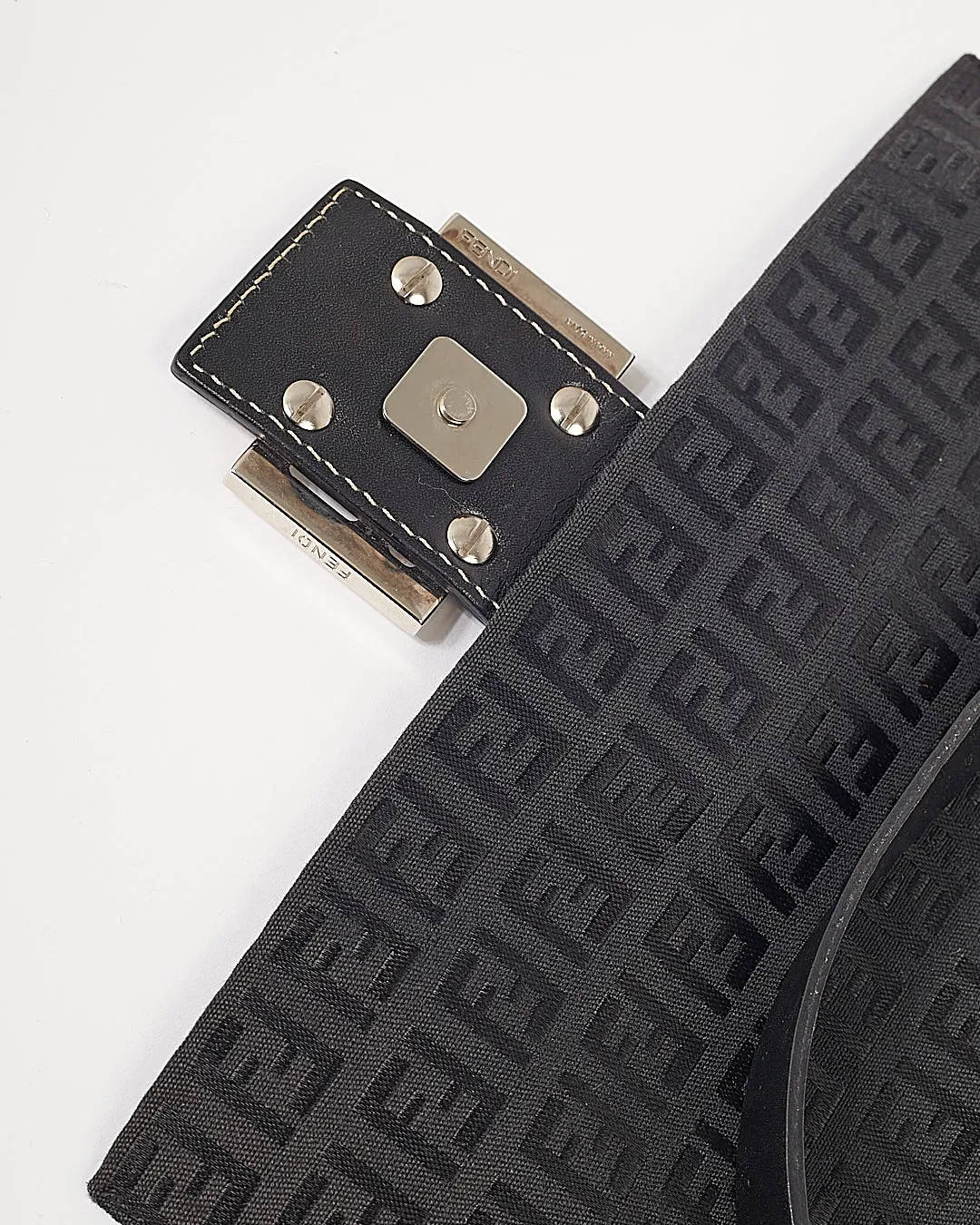 Fendi Black Canvas Zucchino Mamma Forever Shoulder Bag