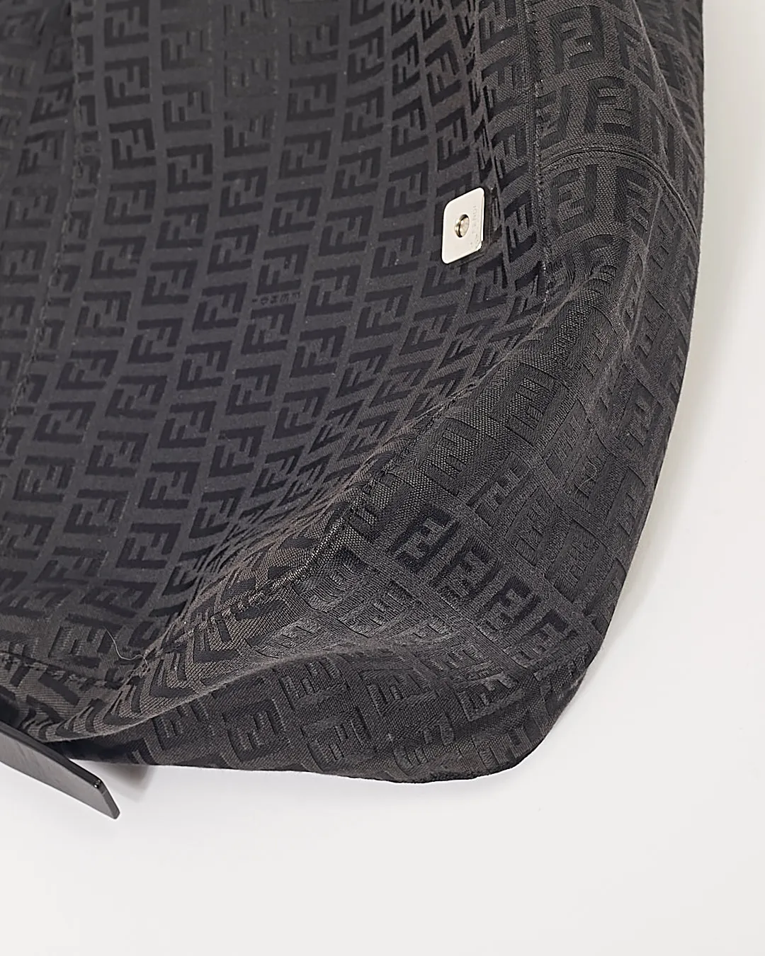 Fendi Black Canvas Zucchino Mamma Forever Shoulder Bag