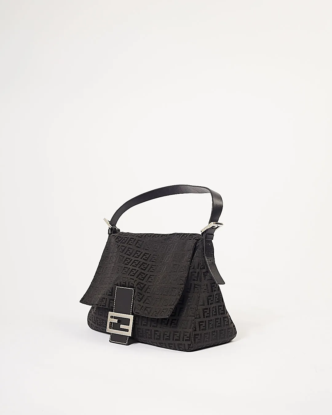 Fendi Black Canvas Zucchino Mamma Forever Shoulder Bag