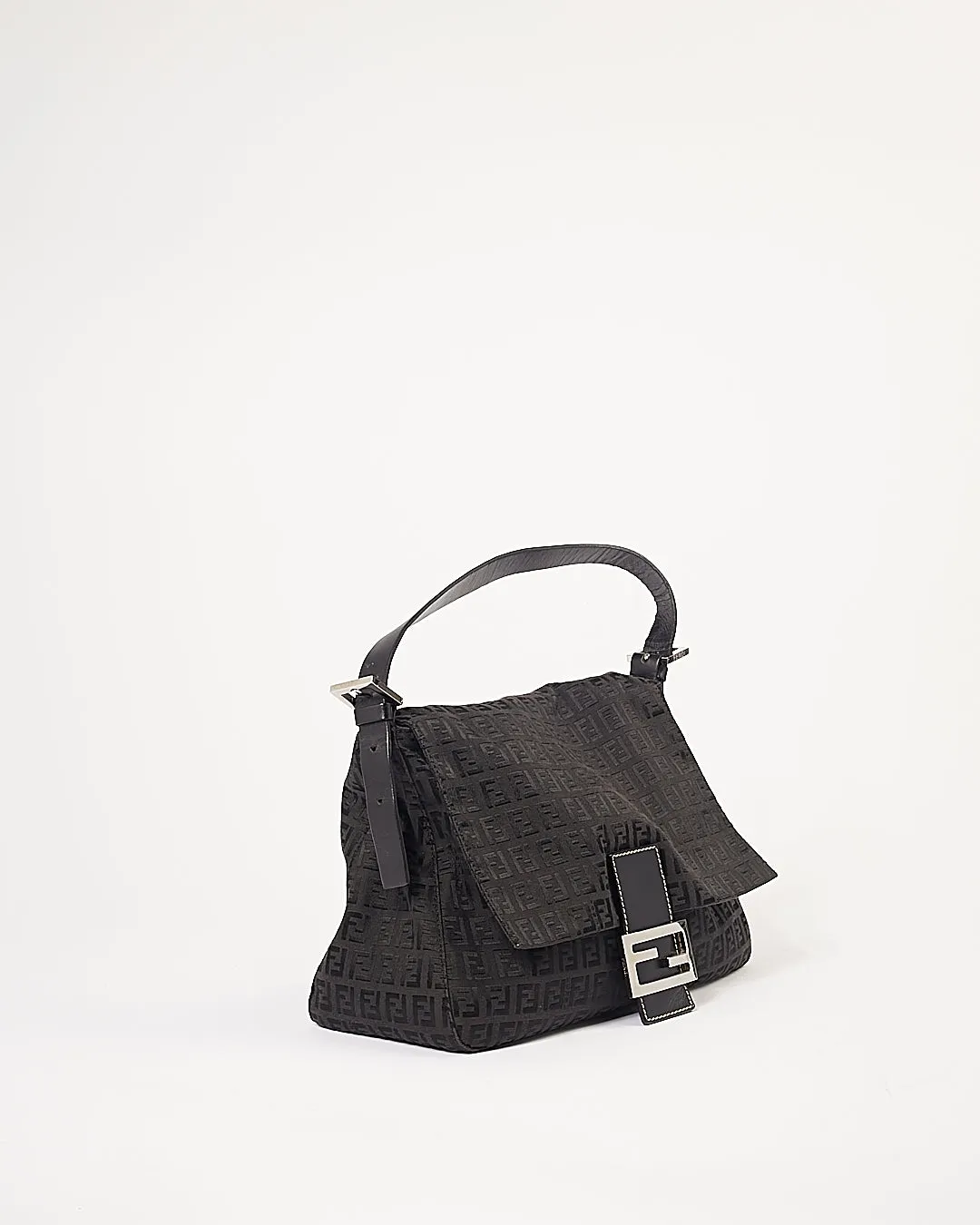 Fendi Black Canvas Zucchino Mamma Forever Shoulder Bag