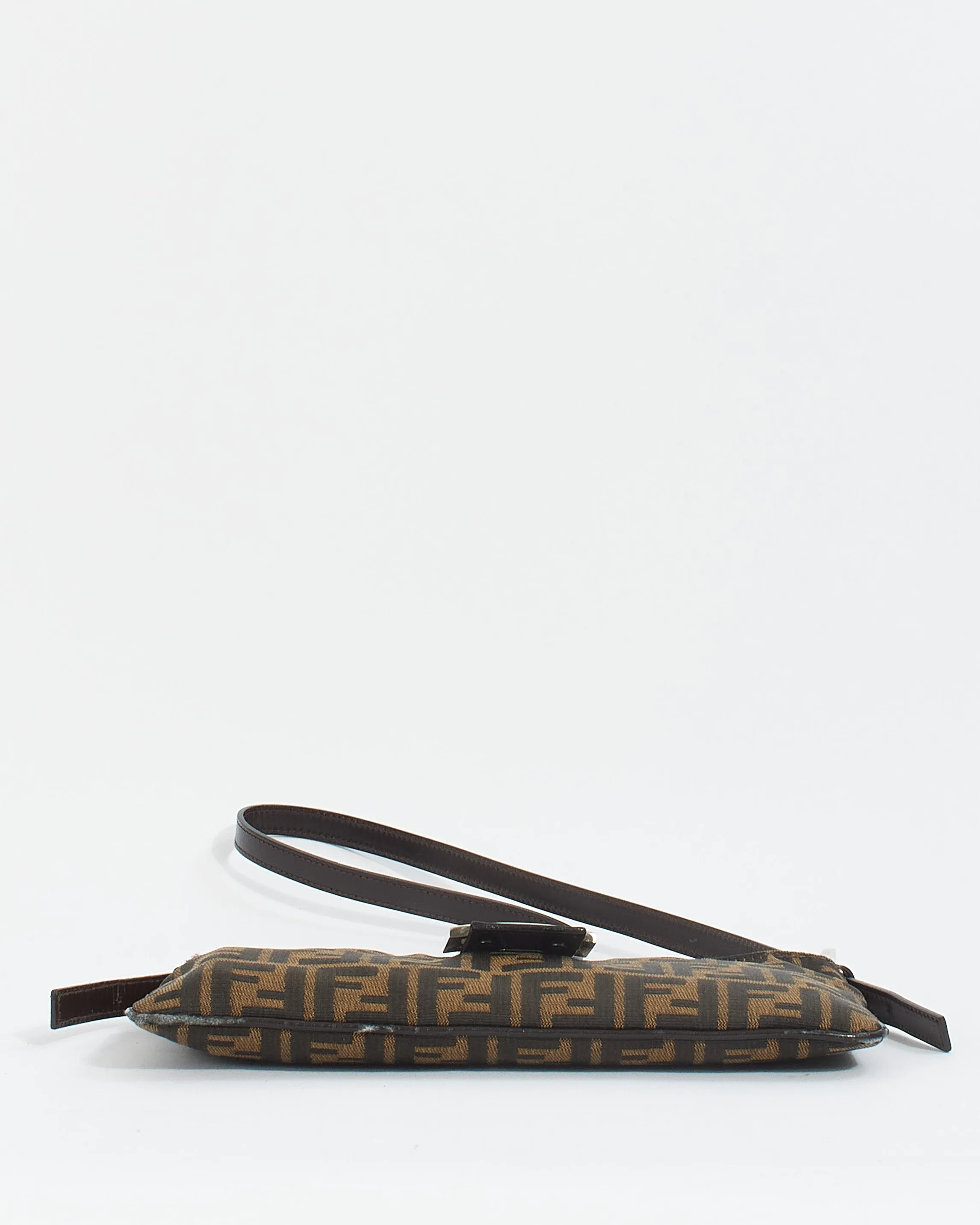 Fendi Brown Canvas Zucca Print Zip Shoulder Bag