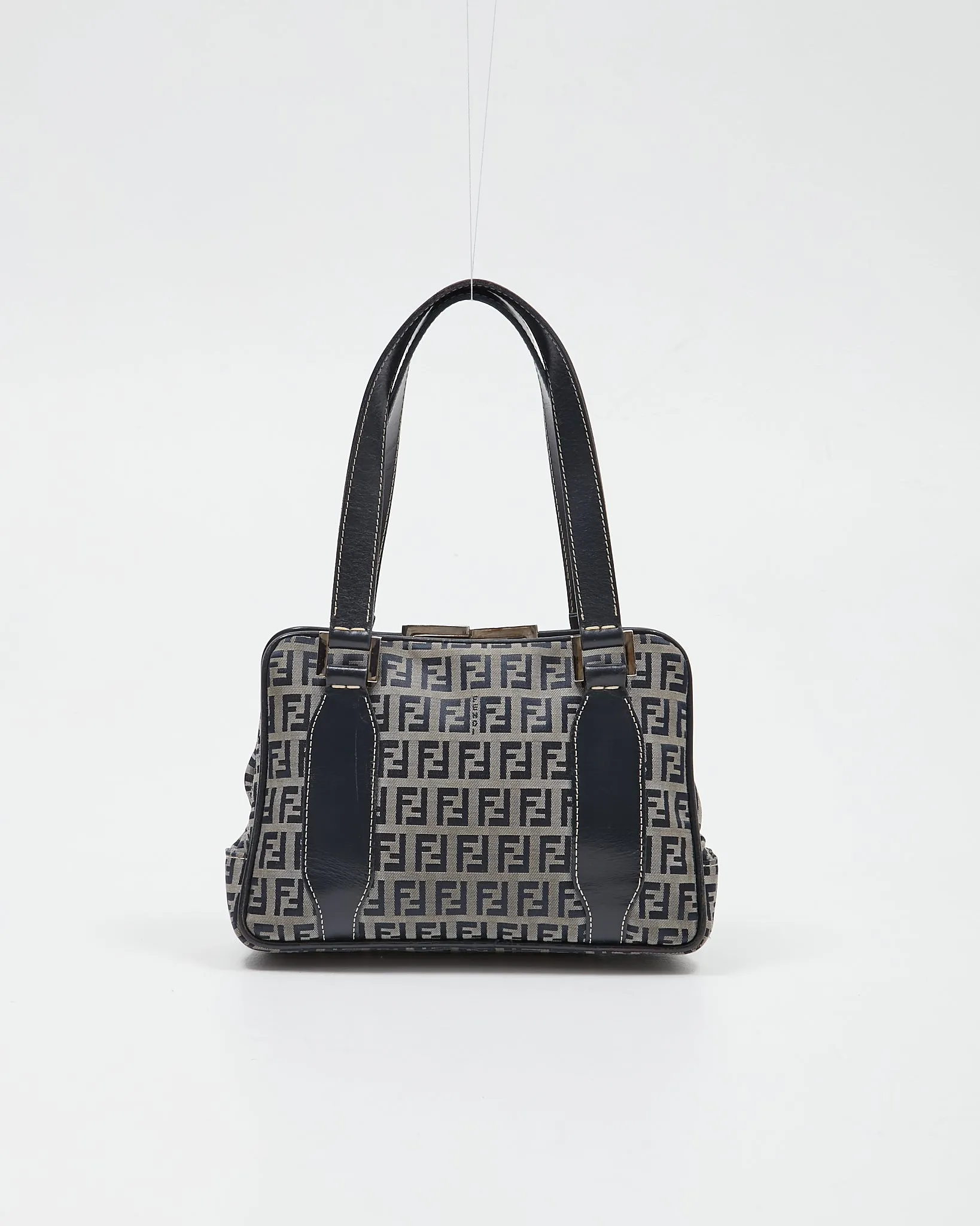 Fendi Navy Zucchino Canvas Mini Tote Bag