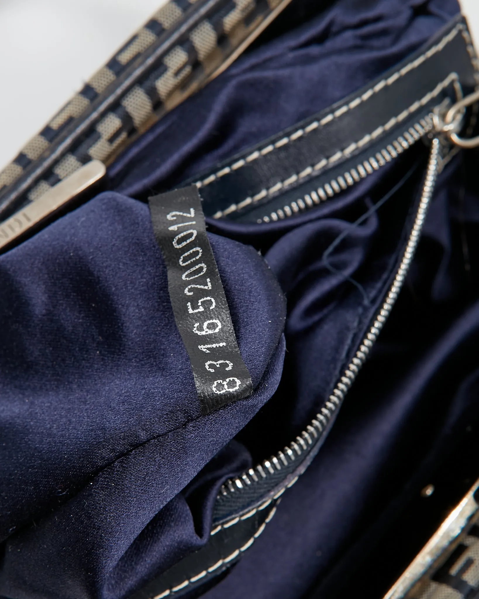 Fendi Navy Zucchino Canvas Mini Tote Bag