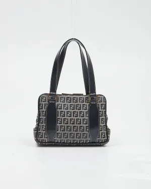Fendi Navy Zucchino Canvas Mini Tote Bag