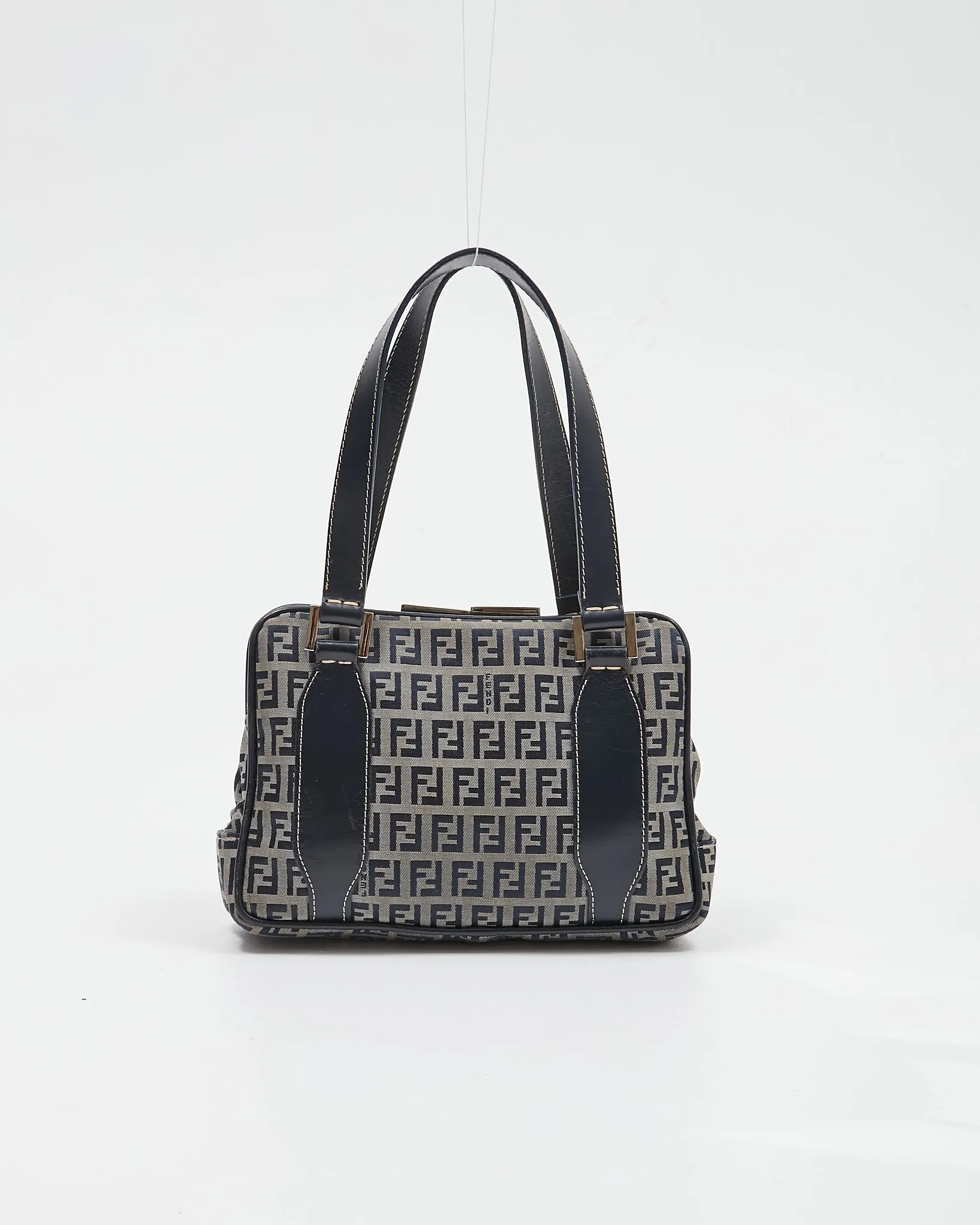 Fendi Navy Zucchino Canvas Mini Tote Bag