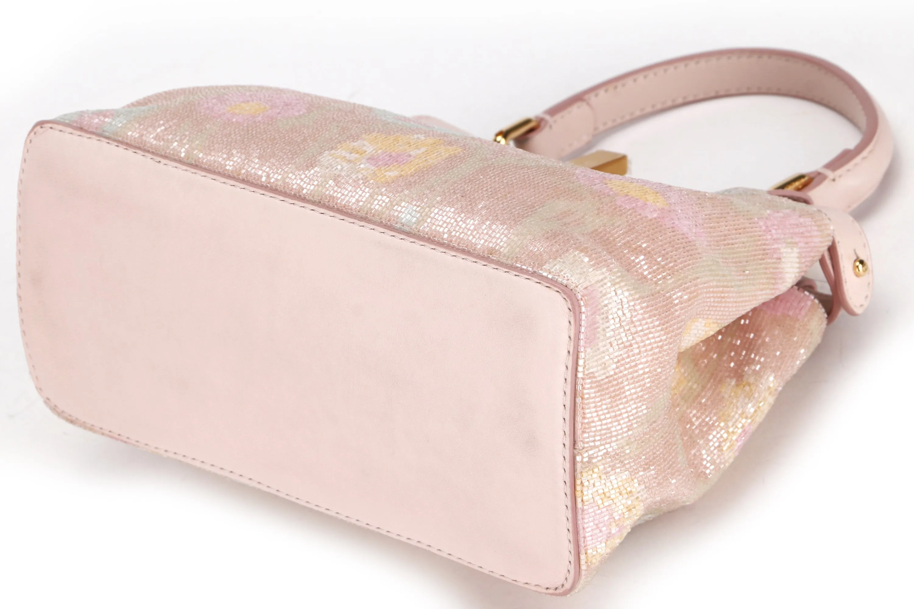 FENDI PEEKABOO GLASS MINI (8BN309ACYM2088007) PINK LEATHER GOLD HARDWARE, WITH CHAIN, RAINCOAT, DUST COVER & BOX