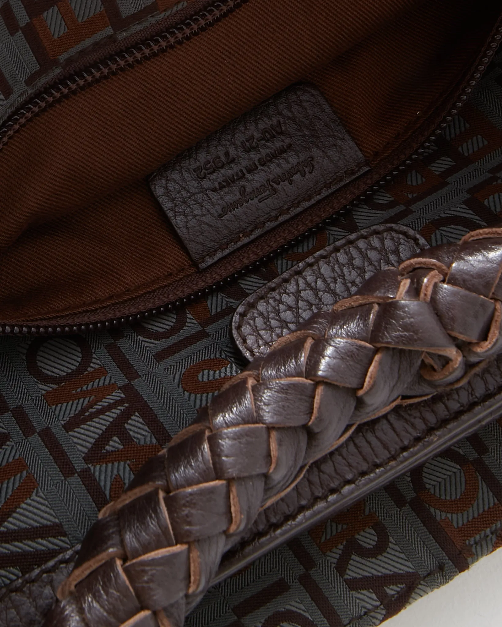 Ferragamo Brown Canvas/Leather Logo Shoulder Bag