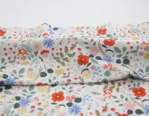 Floral Oxford Cotton Fabric - Ivory or Black - Home Decor Fabric By the Yard / 42605