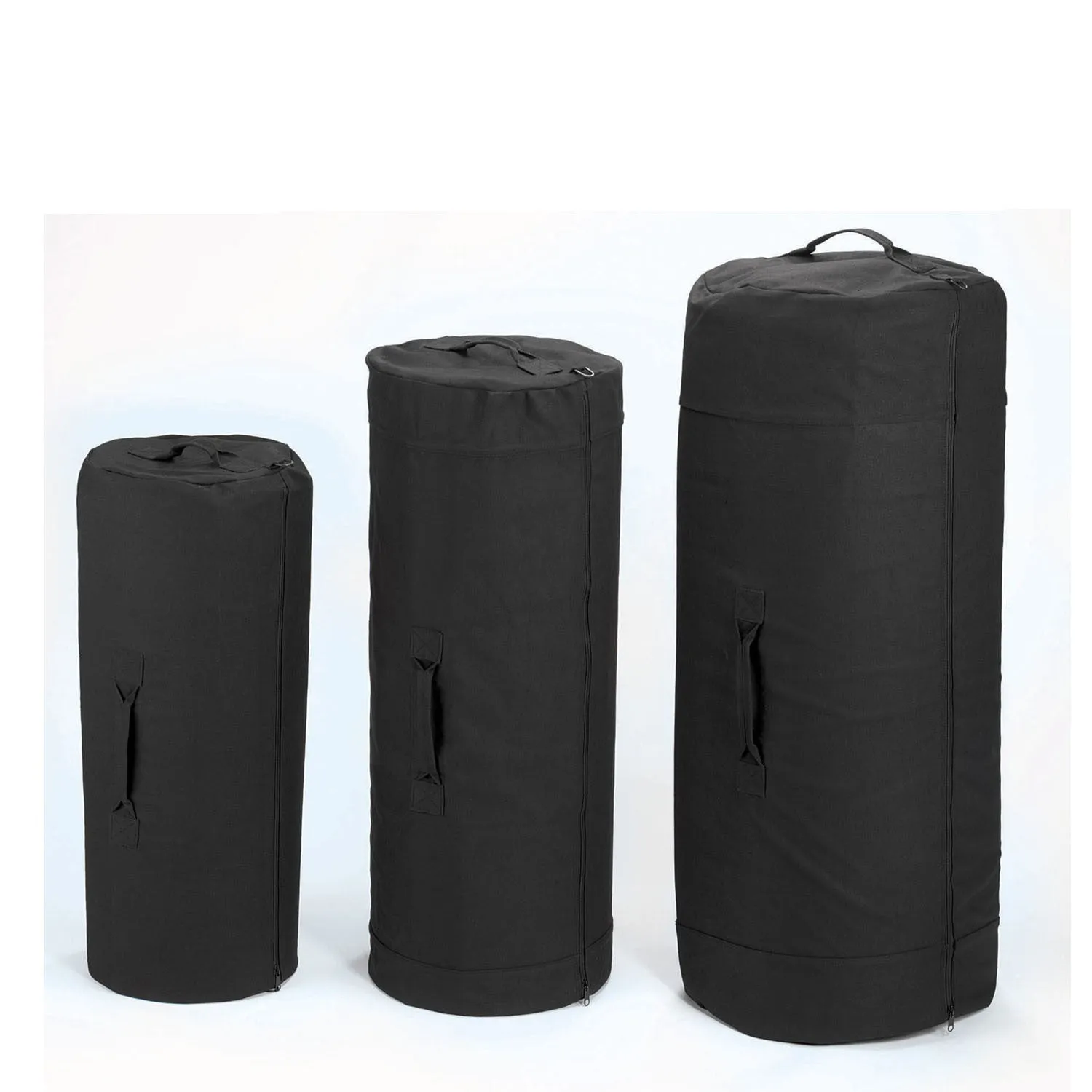Fox Bags: 40-16 Canvas Duffle Bag w/ Side Zipper Black 25 x 42