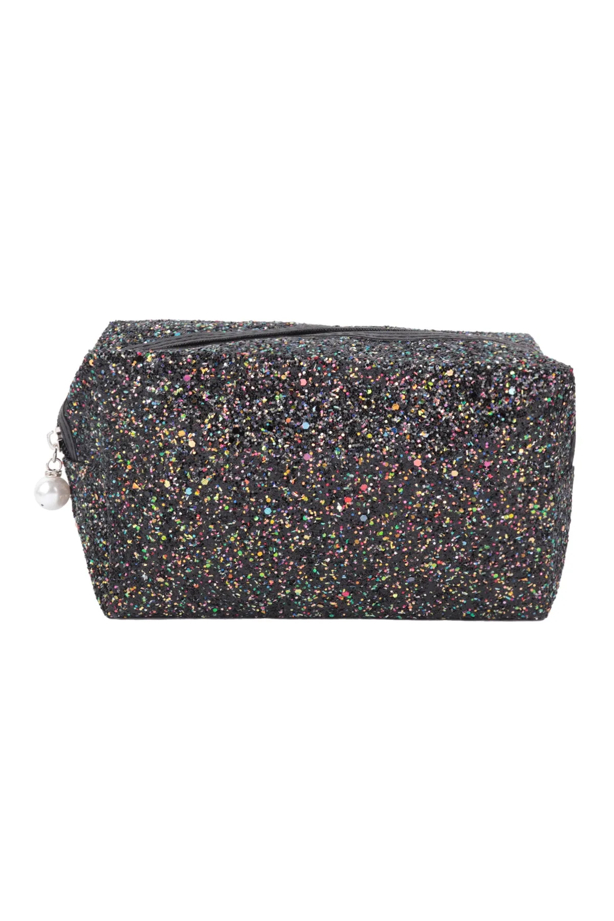 GLITTER PEARL ZIPPER COSMETIC BAG