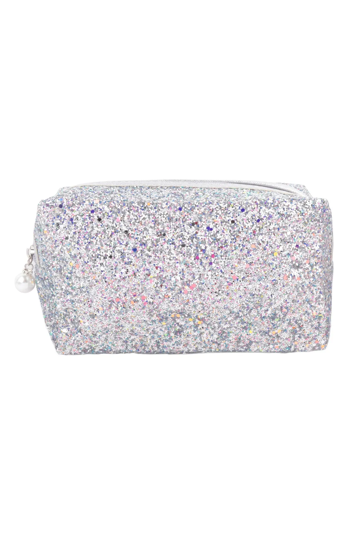 GLITTER PEARL ZIPPER COSMETIC BAG
