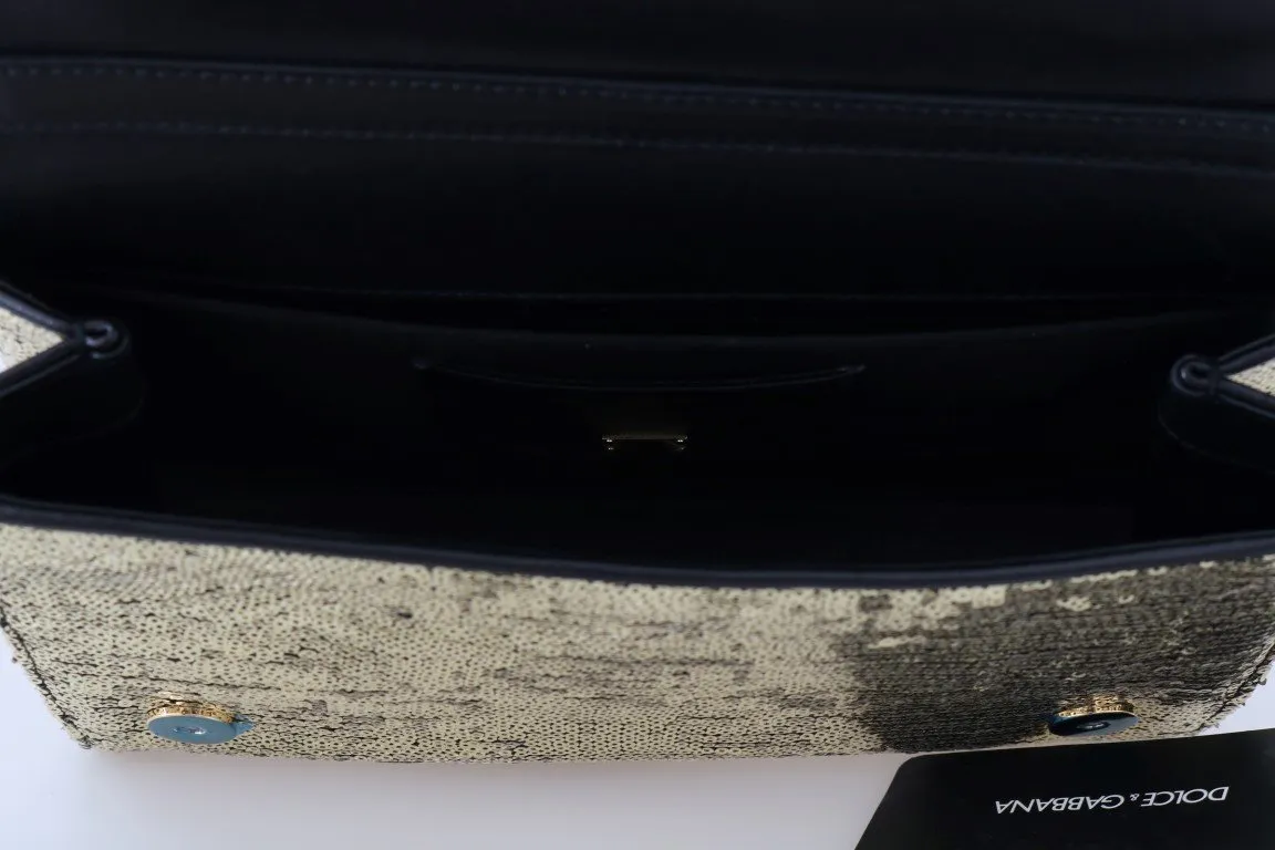 Gold Crystal Sequined Shoulder Clutch Bag