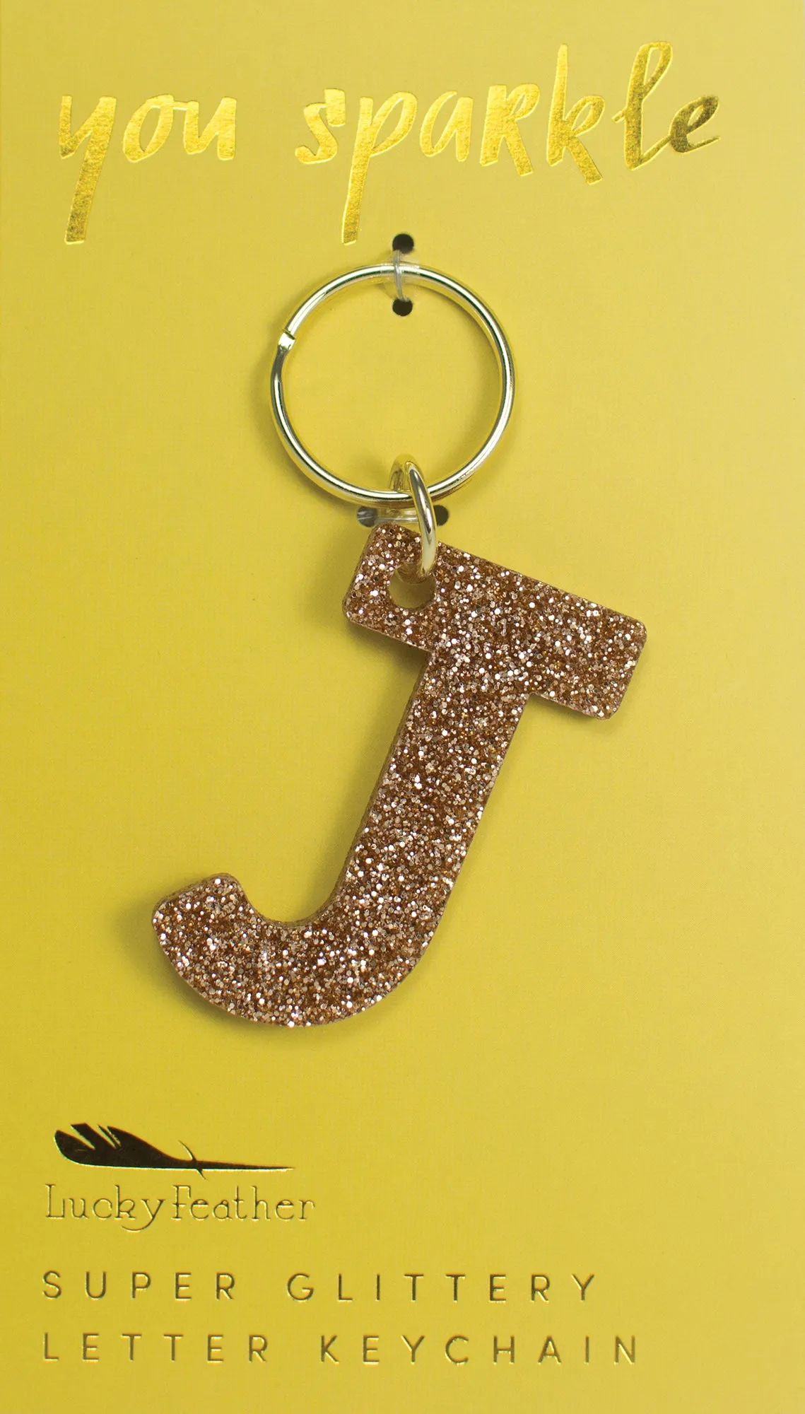 Gold Glitter Letter Keychains