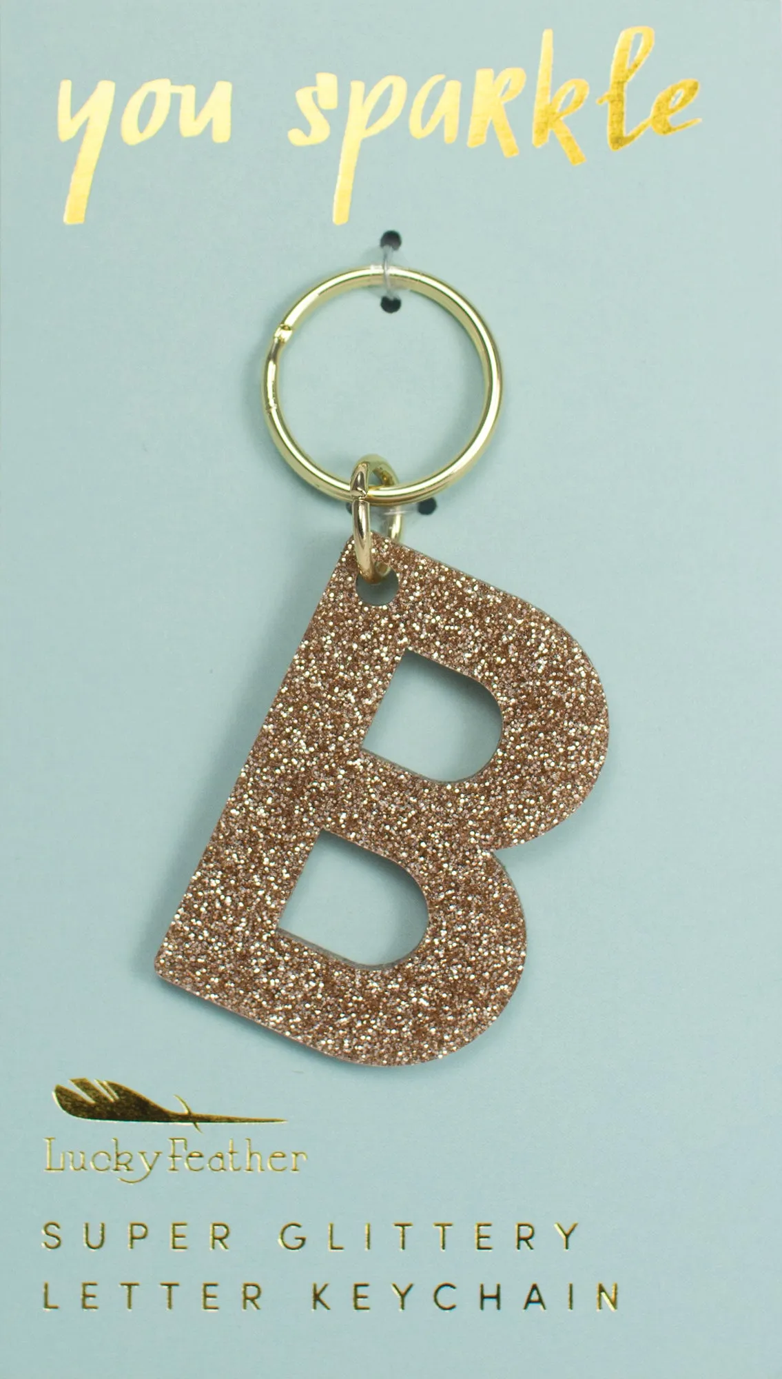 Gold Glitter Letter Keychains