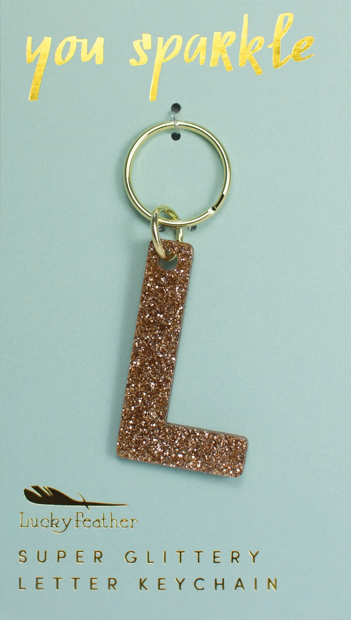 Gold Glitter Letter Keychains