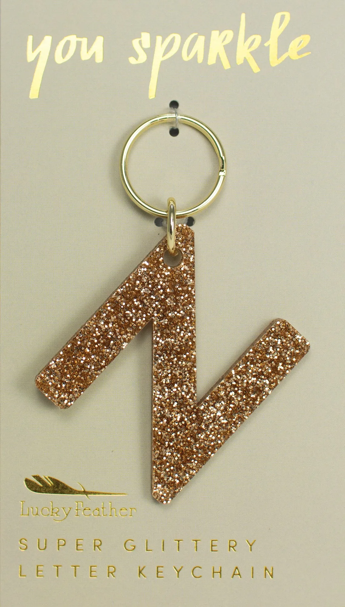Gold Glitter Letter Keychains